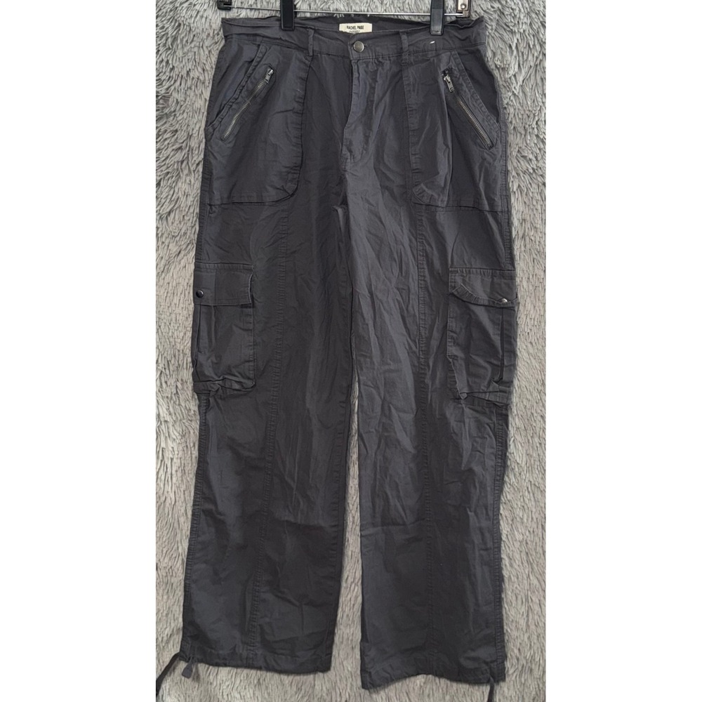 Rachel Paige Cargo Pants Women's Sz M Gray Cotton Blend ‎ Zipper Pockets